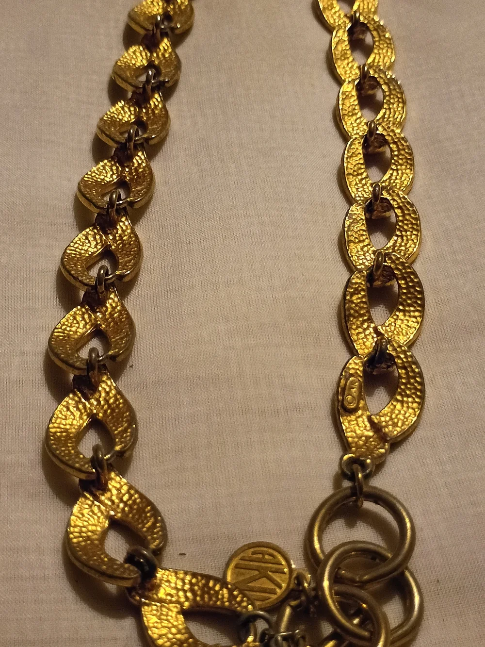 Vintage Ann Klein Gold-Tone Textured Link Necklace - Women Jewelry